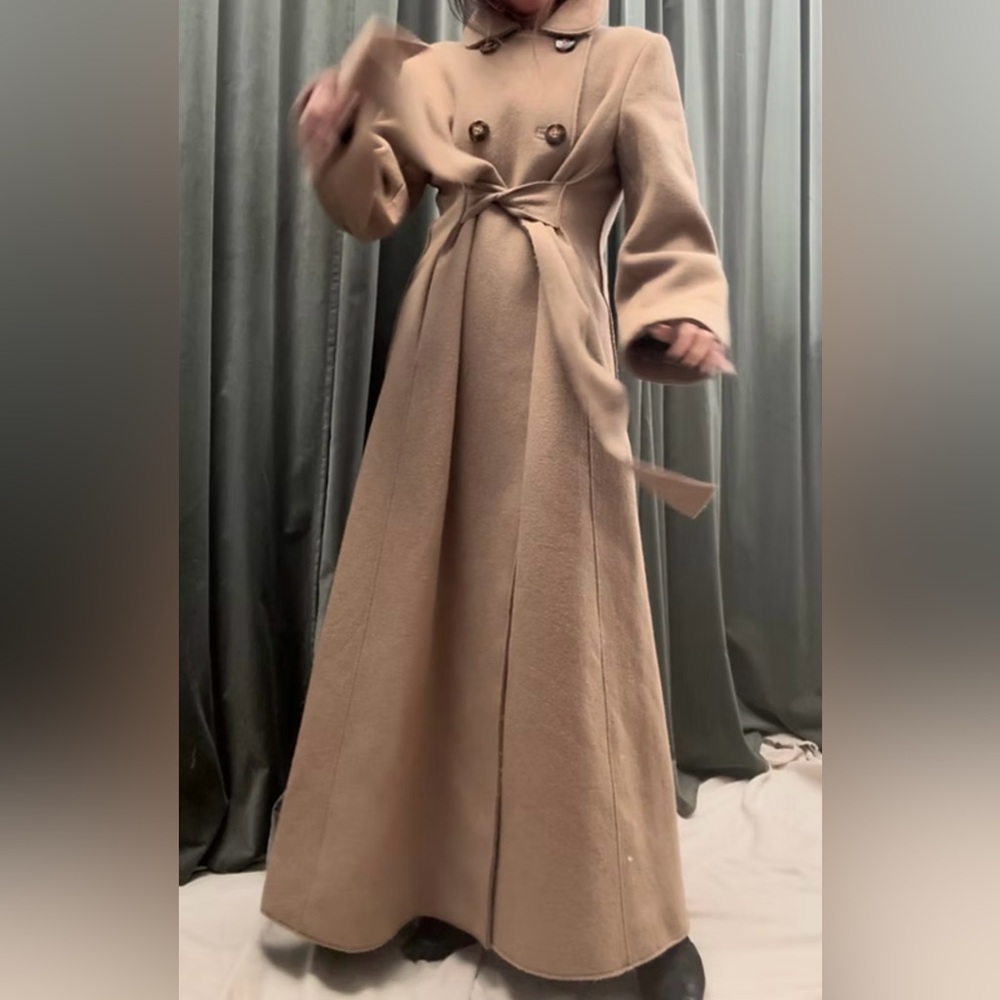 Alberta Ferretti Navy Wool Satin Lined Coat size Small / 4 - Picture 5 of 13